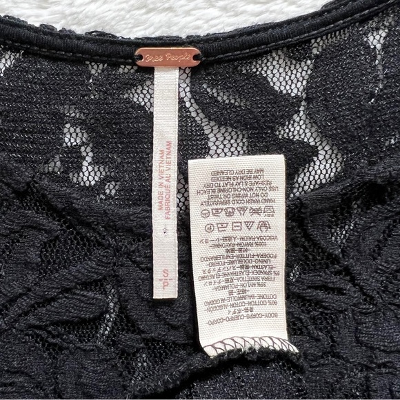 Free People Black Floral Crochet Lace Sleeveless Fit and Flare A Line Dress - Picture 9 of 10